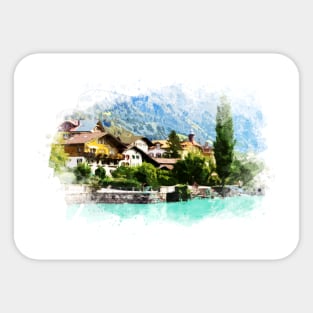 Swiss Alps Watercolor Mountains Landscape Art / Switzerland Sticker